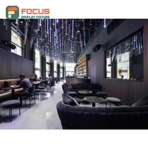 Freestanding Coffee Display Cabinet Laminate Wood Finish LED <b>Shelf</b> Display Storefront Coffee Cabinet - Product Image 5