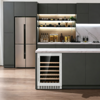 Nevera para vinos bajo encimera con estantes extraíbles de haya, control táctil digital, gabinete compacto para vinos para el hogar