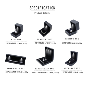Bộ Hộp Trang Sức Led Màu Đen Theo Yêu Cầu Của Nhà Máy Hộp Nhẫn Vòng Cổ Hoa Tai Đồ Trang Sức Ngọc Bích Bán Buôn - Product Image 2