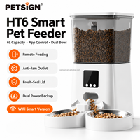 Distributeur de nourriture intelligent Wifi Petsign, distributeur automatique de nourriture pour animaux de compagnie 6L, double bol, repas programmés, contrôle des portions via application pour chats d'intérieur