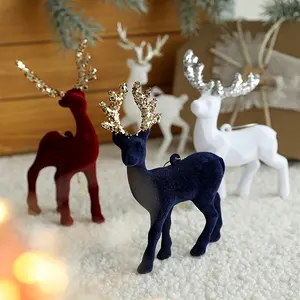 Navidad Flock ing Kunststoff blinkende Rentier Weihnachten Rentier Holz Elch Ornamente Weihnachten Urlaub Dekorationen