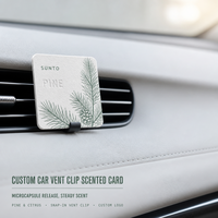 Carte parfumée pour grille d'aération de voiture, faible MOQ, personnalisable OEM, carte en papier microcapsule avec clip pour sortie d'air du tableau de bord, cartes parfumées