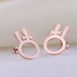 Cartoon Bunny <b>Stud</b> <b>Earrings</b> Rose Gold 304 Stainless Steel For Women Gift - Product Image 4