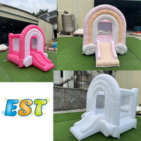 Château gonflable arc-en-ciel pastel pour tout-petits, parc d'attractions gonflable, mini château gonflable blanc pour enfants avec souffleur