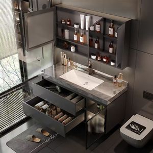 New smart defog wash bathroom cabinet modern simple slate integrated hand wash basin smart combination - Product Image 6