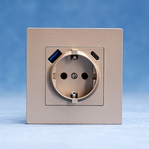 Bán buôn Chất lượng cao Đức tường ổ cắm với hai USB loại A + C ổ cắm tùy chỉnh màu sắc đầy đủ thông số kỹ thuật - Product Image 1