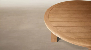 Table de repas ronde d'extérieur en teck de qualité supérieure, base colonne classique, artisanat de maître, table de réunion circulaire intemporelle pour villas de luxe - Product Image 4