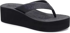 Infradito con zeppa con plateau da donna sandali bassi estivi alla moda comodi da passeggio per esterni con Slip-on superiore in Pu - Product Image 2