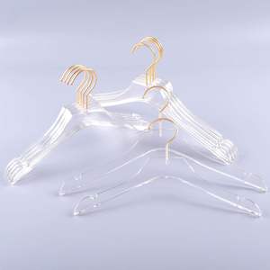 Cintres en plastique transparent personnalisés avec logo pour magasin de vêtements, crochet doré, pour robes de mariée, costumes, manteaux, pantalons, cintres en acrylique pour vêtements - Product Image 3