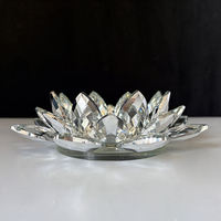 Grand bougeoir chauffe-plat en cristal de fleur de lotus de revêtement argenté pour le grand MH-Z0488 de bougie de pilier