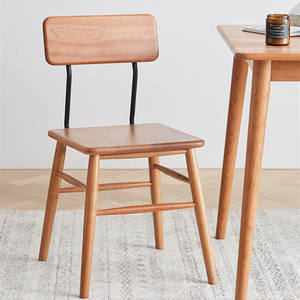 Silla de comedor nórdica de madera maciza, respaldo de madera de cerezo, uso doméstico, estilo minimalista japonés - Product Image 1