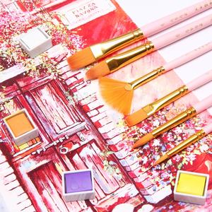 Giorgione Serie de canciones de pájaros de alta calidad 7 piezas de pelo de nailon mango de madera juego de pinceles de pintura de artista - Product Image 5