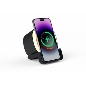 Haut-parleur sans fil 4-en-1 OEM avec veilleuse LED, chargeur rapide 15W et support de téléphone - Mini haut-parleur Bluetooth d'extérieur pour la maison/le bureau - Product Image 4