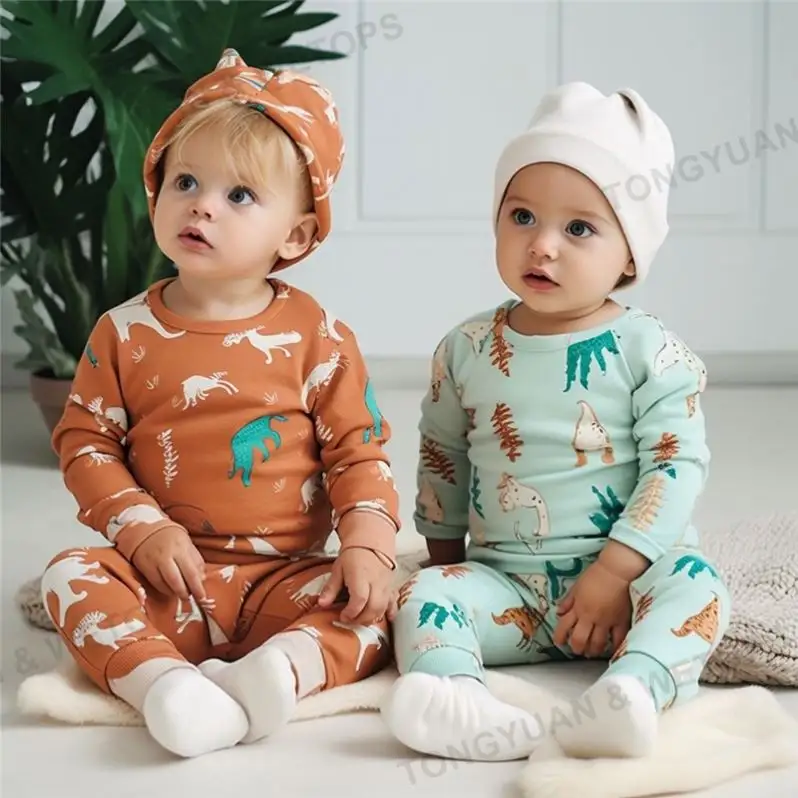 GOTS Certified 2pcs Baby Clothing Set Organic Cotton Infant Clothes Customizable Baby Boys Clothing Sets