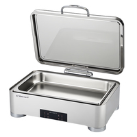 Plaque chauffante électrique auto-chauffante de luxe en acier inoxydable 304 de 6,8 L, pour buffet, avec contrôle numérique intelligent