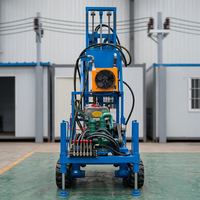 Plateforme de forage de puits d'eau portable à moteur diesel avec pompe et moteur, profondeur 200 m, pour l'approvisionnement en eau rural