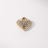 Pendentif en or jaune 18 carats en acier inoxydable résistant à l'eau avec diamant, breloque disque cœur en diamant magnifique
