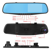 Enregistreur de conduite vidéo de voiture le plus vendu 1080p hd double caméra voiture Dvr 4.3 pouces Dash Cam voiture boîte noire