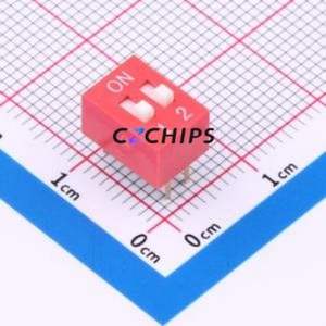 BX-DS2.54-2PZC DIP Switch Through hole Component THT,P=2.54mm Switch Flat Toggle, Raised Type Single Pole Single Throw 2 PC Pin - Product Image 1