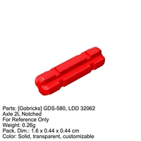 Bloques de Construcción de Plástico ABS Gobricks GDS-580, Piezas de Bloques de Construcción LDD 32062, EJE CRUZADO DE 2M CON RUNQUE - 1x2 2 #   Eje Limitador 15.5