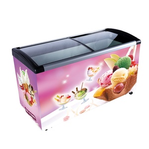 510L <b>Large</b> Commercial Glass Door R290 Gelato Chest Freezer Mechanical Temp Control Manual Defrost Coated Steel Wire Basket - Product Image 1