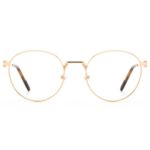 Monturas de gafas redondas con borde completo, color dorado, anti UV, para adultos, unisex, corrección de visión - Product Image 3