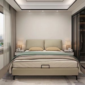 Plate-forme <span class=keywords><strong>de</strong></span> cadre <span class=keywords><strong>de</strong></span> lit Queen Size avec tête <span class=keywords><strong>de</strong></span> lit réglable Support à lattes en bois - Product Image 1