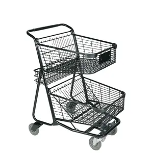 Wholesale excellent double layer shopping cart American shopping trolley