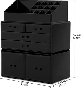 Caja de almacenamiento de cosméticos avanzada de tres capas, tocador acrílico, estante de escritorio, productos para el cuidado de la piel, tipo cajón de clasificación