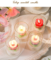 Handgefertigte Blumenförmige Tulpen-Duftkerze für Hochzeit Valentinstag Muttertag Neujahr Erntedankfest-Aromatherapie