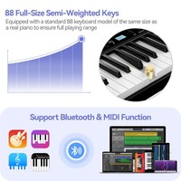 Keyboard Musik Elektronik Berkualitas Tinggi X88d 88-Tombol Sensitif Kecepatan dengan Bluetooth dan Aplikasi untuk Dekorasi Rumah, Dewasa