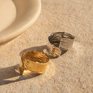 Fashion Stainless Steel Jewelry Waterproof 18K Gold Plated Chunky <b>Adjustable</b> <b>Rings</b> for Women - Product Image 3