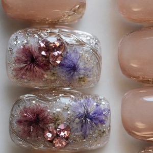 Uñas Postizas Florales, Cortas, Estilo Stiletto, Brillantes, Pre-Diseñadas, de Acrílico ABS, para Dedos - Product Image 5