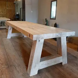 Mobiliário do país francês estilo industrial rústico mesa reciclada rústico madeira natural mesa de jantar do viet namm pinha carvalho de acácia