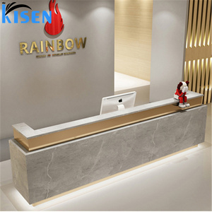Kisen Luxury Marble for Office Hospital Bar Hotel Living Room Workshop Salon Cashier <b>Counter</b> Big Size Stone <b>Reception</b> Desk - Product Image 2