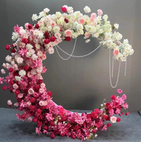 Arche Dégradée Lune Personnalisée pour Mariage, Support Floral en Soie pour Décor Floral Artificiel, Durable/Écologique pour Cérémonie et Anniversaire