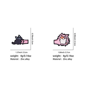 Pin Logam Grosir Motif Kartun Kucing & Ikan, Bros Kreatif Cetak UV Logam, Pin Pasangan Hewan untuk Pakaian, Tas & Ransel - Product Image 6