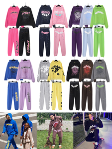 هودي سبايدر مطبوع بتصميم بودرة البف، بأكمام طويلة وياقة كروشيه، مصنوع من قطن فليس 100% عالي الجودة، بقصة واسعة - Product Image 4