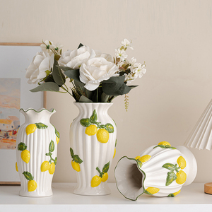 Jarrón Decorativo de Cerámica Creativo y Ecológico de Estilo Moderno Contemporáneo con Diseño de Limón, Jarrón para Flores Secas para Decoración del Hogar - Product Image 3