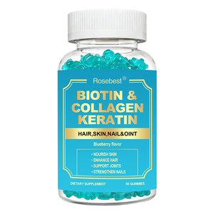 Doğal Yaban Mersini Aromalı Organik Saç, Cilt ve Tırnaklar İçin Vegan Takviye Edici Jelibon 15'i 1 Arada Biotin Kolajen Keratin Jelibon C Vitamini ile - Product Image 1