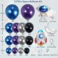 Kit d'arche de ballons spatiaux personnalisés avec ballons fusée, astronaute, lune et étoiles pour fournitures de fête d'anniversaire sur le thème de la galaxie et de l'espace