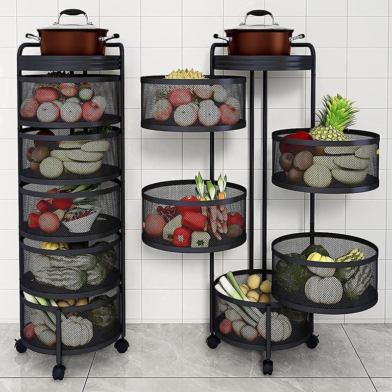 Black 5 Tier Fruit Basket Kitchen