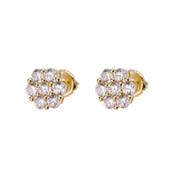 Großhandel Hip Hop Schmuck 5A Zirkon Diamant vergoldet 925 Sterling Silber Big Flower Ohrringe für Männer
