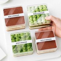 Boîte alimentaire carrée transparente en plastique PS avec logo personnalisé pour boulangerie, tiramisu, biscuits, mousse, pouding