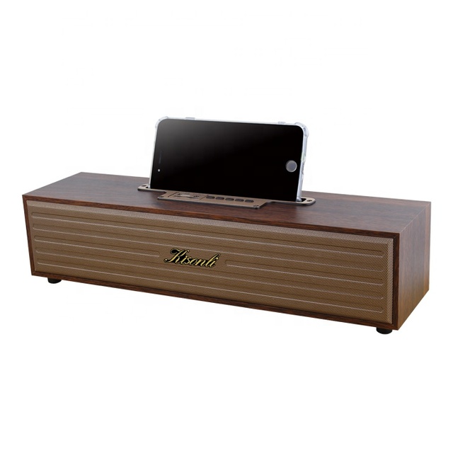 Wooden BT Speakers Sound Bar With Phone Holder Home Party Sound System Quality