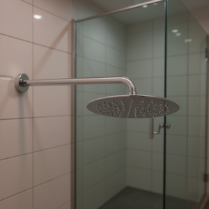 Brazo de ducha Tetis con cabezal de ducha redondo cromado de 25 cm de diámetro - Product Image 3