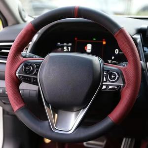 Funda de <span class=keywords><strong>Volante</strong></span> Cosida a Mano Personalizada para <span class=keywords><strong>Toyota</strong></span> Camry, Avalon, <span class=keywords><strong>Corolla</strong></span>, Highlander, RAV4, Accesorios de Cuero y Fibra para Auto - Product Image 2