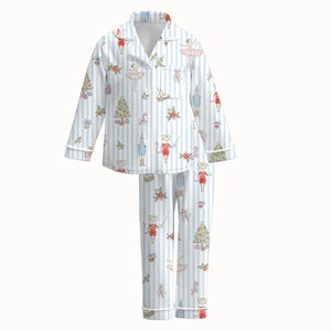 Conjunto de 2 Piezas Personalizado para Bebés Niñas, Lindo Estampado Navideño, Manga Larga, Pantalones, Vestido, Ropa para Niños - Product Image 3