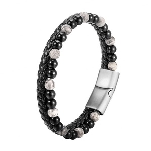 2024 Wholesale Fashion Stainless Steel Gemstone <b>Beads</b> <b>Bracelet</b> - Product Image 1