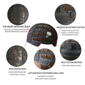 วิกผมสังเคราะห์สีดำตรงยาวสำหรับผู้หญิง HUAISU ผลิตด้วยเครื่องจักร มีหน้าม้า ความหนาแน่นสูง  แบบมีเชือกผูกด้านหน้า  ขนาดเล็ก  ผ้าลูกไม้โปร่งใส - Product Image 4